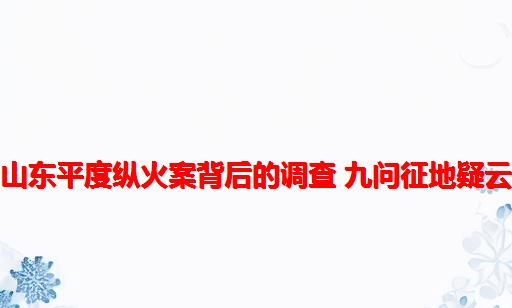 山东平度纵火案背后的调查 九问征地疑云